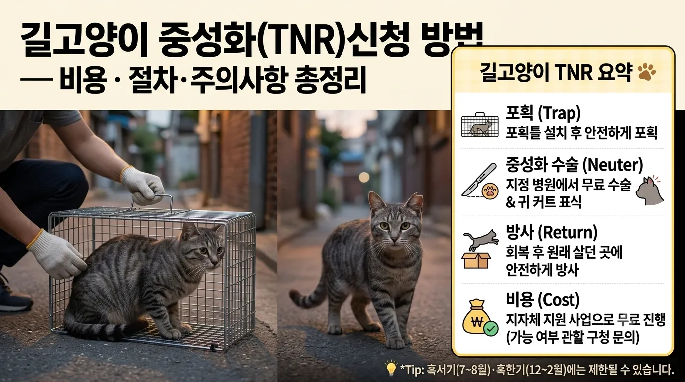 길고양이 중성화 신청 방법 TNR 비용 절차 주의사항 총정리