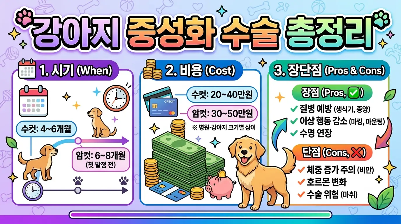 강아지 중성화 수술 시기 비용 장단점 총정리